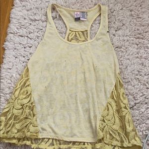 Yellow tank with lace detailing